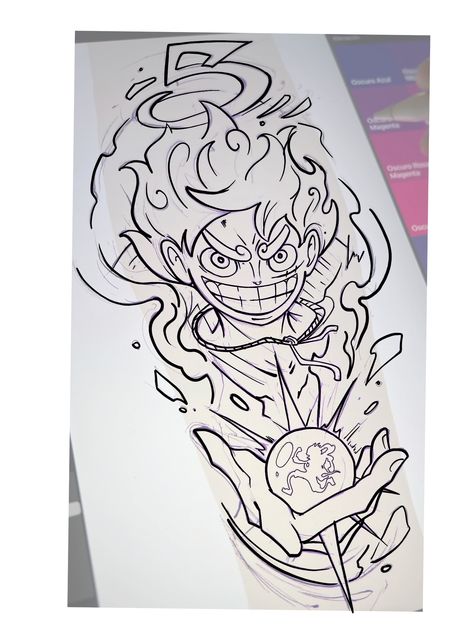 One Piece Tattoo Stencil, One Piece Stencil, Kimetsu No Yaiba Tattoo, Luffy Tattoo, One Piece Tattoo, Tattoo Pierna, Brooks One Piece, Tattoo Anime, One Piece Tattoos