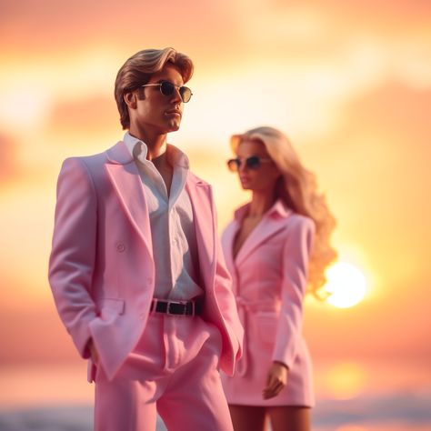 Barbie and Ken. Pink shades. Barbie aesthetic Ken Pink Outfit, Barbie And Ken Outfit Ideas, Ken Outfit Halloween, Barbie And Ken Costume, Ken And Barbie, Wedding Barbie, Barbie Series, Selling Sunset, Barbie Halloween