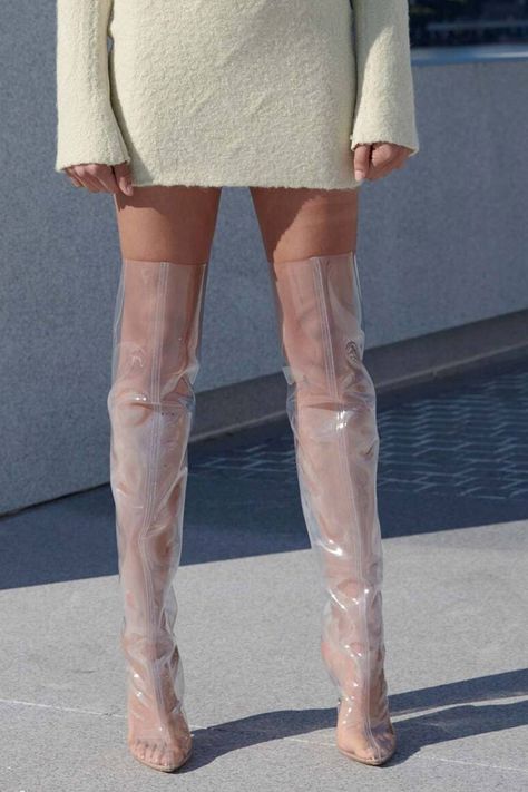 Clear Heel Boots, Transparent Boots, Kelly Gale, Clear Boots, Plastic Boots, High Heel Stiefel, Clear Shoes, Shoes Heels Classy, Fashion Forecasting