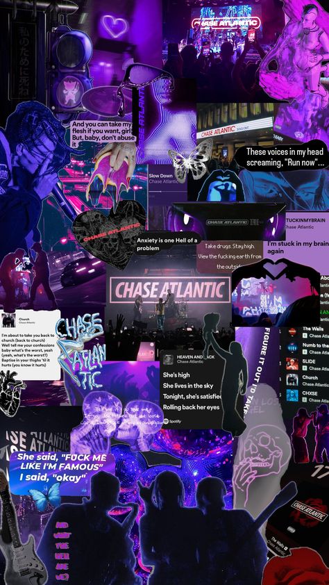 purple aesthetic chase atlantic collage Purple Aesthetic Chase Atlantic, Chase Atlantic Purple, Cool Lock Screens, Retro Wallpaper Iphone, Chase Atlantic, Landscape Photography Nature, Iphone Wallpaper Tumblr Aesthetic, Art Wallpaper Iphone, Song Lyrics Wallpaper