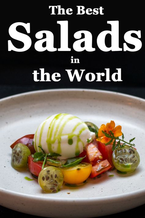 Check out our picks for the 33 best salads in the world. | cobb salad | nicoise salad | caesar salad Best Salad Presentation, Top Rated Salads, Plated Salads Ideas, Nicoise Salad Plating, Starter Salads Fine Dining, Fancy Salad Recipes Dinner Parties, Gourmet Salad Ideas, Gourmet Salads Plating, Beautiful Salad Presentation