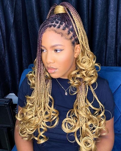 Purplish Braids with Blonde Curly Ends Waves Overnight, Curled Hair With Braid, Braided Braids, French Curl Braids, Blond Hairstyles, Overnight Braids, Curl Braids, Hair Overnight, Hairstyles Braid