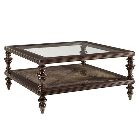 Tommy Bahama Home Royal Kahala Tropic Coffee Table & Reviews | Wayfair Coffee Table Candles, Central Table, Square Cocktail Table, Tommy Bahama Home, Wicker Headboard, Wicker Shelf, Popcorn Ceiling, Lexington Home, Centre Table