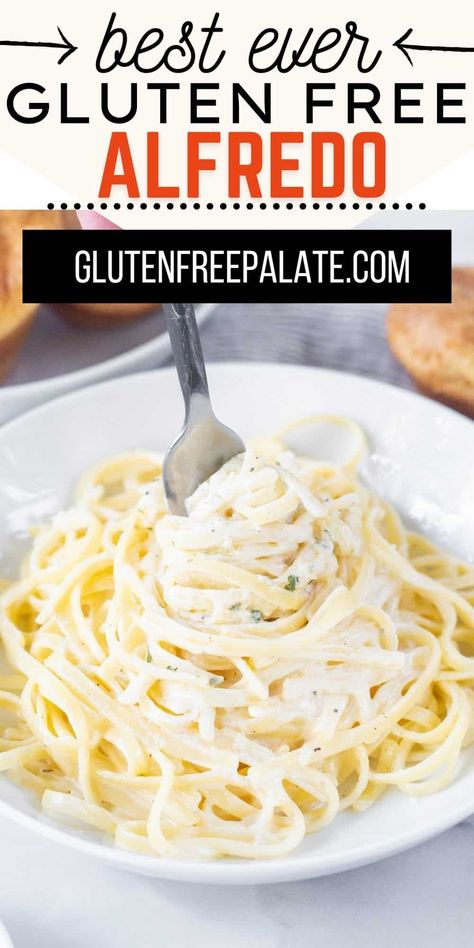 You'll be amazed at how easy it is to make a deliciously rich, homemade, gluten free alfredo sauce from scratch with fresh Parmesan cheese and rich cream and butter. Four Cheese Alfredo Sauce, Gluten Free Alfredo Sauce Easy, Gluten Free Alfredo Recipes, Gf Alfredo Sauce Recipe, Homemade Gluten Free Alfredo Sauce, Gluten Free Alfredo Pasta, Gluten Free White Sauce Pasta, Pasta Dishes Gluten Free, Gluten Free Cream Sauce