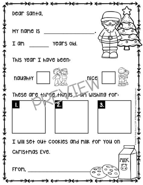 Write a Letter To Santa FREEBIE — Keeping My Kiddo Busy Write A Letter To Santa, Letter To Santa Printable, December Ideas, A Letter To Santa, All About Me Preschool, Santa Letter Printable, Prep Worksheets, Letters To Santa, Christmas Crafts For Toddlers