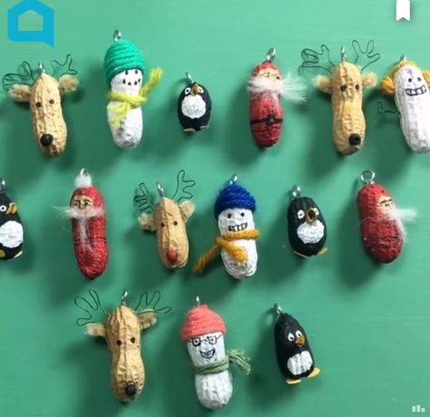 Peanut Christmas Decorations, Peanut Craft, Peanut Crafts, Target Crafts, Peanut Characters, Holiday Characters, Diy Tassel Garland, Glue Craft, Holiday Garland