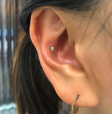 Upper Lobe, Lobe Piercing, Conch Piercing, Conch, Behind Ear Tattoo, Tattoos And Piercings, Ear Piercings, Piercings, Opal