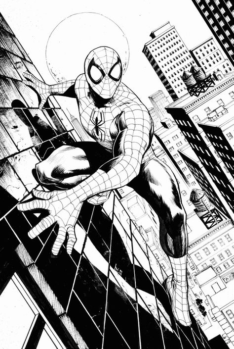 (3) Tadam Gyadu on X: "My variant cover for THE AMAZING SPIDER-MAN #44 beautifully coloured by @evergreenfajardo . Thanks to my amazing editors @nick_lowe_ and Kaeden McGahey for the opportunity!! https://t.co/yUjnQIVTJx" / X Spider Man Comic Black And White, Web Of Shadows Spiderman, Spiderman Comic Page, Spider Man Manga, Black And White Comic Art, Comic Outline, Spiderman Sketch, Man Reference, Spiderman Sketches