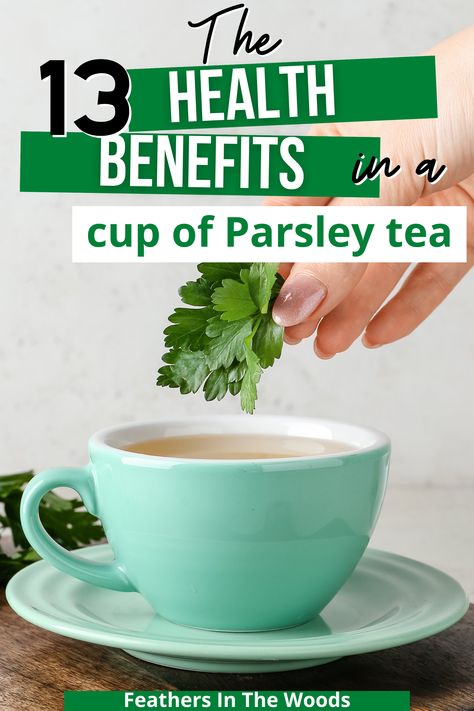 parsley tea Parsley For Kidney Cleanse, How To Make Parsley Tea, Parsley Recipes Drink, Parsley Kidney Cleanse, Benefits Of Parsley Tea, Cilantro Tea Benefits, Parsley Water Benefits, Health Benefits Of Parsley, Parsley Tea For Kidneys