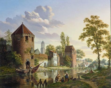 Countryside Paintings, Painted Tote, Architecture Painting, Dutch Painters, Summer Landscape, Rural Landscape, Dutch Artists, Old Paintings, Cool Landscapes