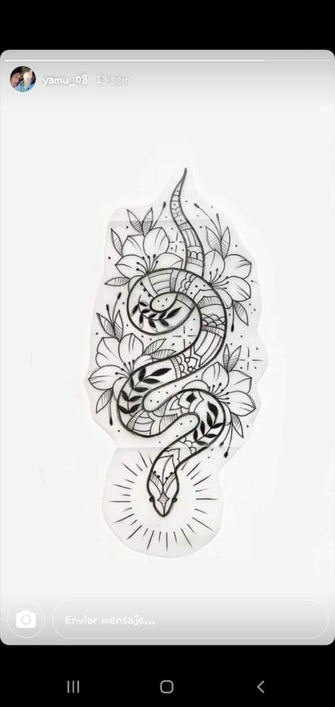 Native Snake Tattoo, Mandala Snake Tattoo, Witchy Snake Tattoo, Geometric Snake Tattoo, Designer Tattoo Ideas, Shin Tattoo Ideas, Tattoo Pierna Mujer, Ny Tattoo, Tattoo Bts