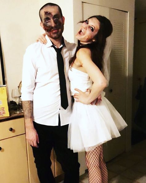 Halloween costume! Groom Halloween Costume, Bride And Groom Halloween, Zombie Bride And Groom, Zombie Bride, Halloween Ideas, Bride And Groom, Halloween Costume, Skater Skirt, Zombie