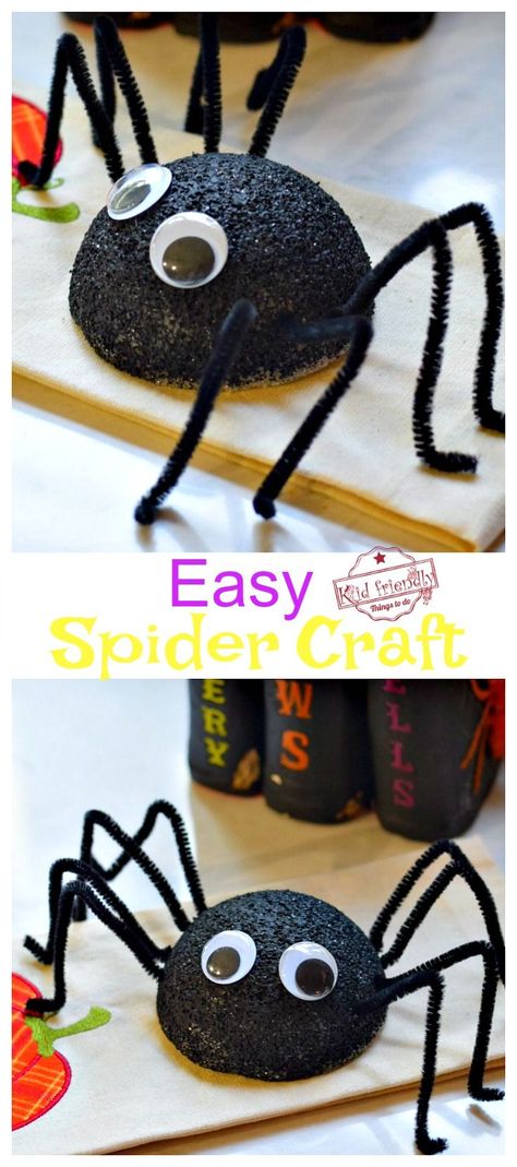 This Spider Craft with pipe cleaners is so easy to make and so adorable. It's the perfect Halloween craft for toddlers, preschoolers, kindergarten, and kids of all ages! www.kidfriendlythingstodo.com #easyspidercraft #spidercraftfortoddlers #spidercraftforpreschoolers #spidercraftforkids #spidercraftwithpipecleaner #spidercraftforhalloween #spidercraftitsybitsy Spider Kids Craft, Spider Kindergarten Craft, Cute Spider Craft, Craft With Pipe Cleaners, Busy Spider Craft, Moving Spider Craft, Spider Crafts For Kids, Spider Craft For Kids, Craft For Halloween