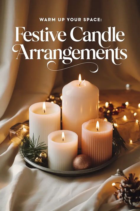 15 Inspiring Coffee Table Christmas Decor Ideas - Lil Dutch Uncle Candles On Coffee Table, Candle Arrangements Living Room, Flameless Candles Decorating Ideas, Candle Scape, Candle Centerpieces For Home, Christmas Candles Aesthetic, Coffee Table Christmas Decor Ideas, Coffee Table Christmas Decor, Coffee Table Christmas