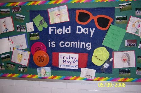 bulletin board idea -  Sports Day Pta Bulletin Boards, Physical Education Bulletin Boards, Pe Bulletin Boards, Field Day Activities, Physical Education Lesson Plans, Nurse Bulletin Board, Health Bulletin Boards, Field Day Games, Colorful Bulletin Boards