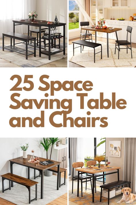 Tired of cramped spaces? Discover 25 genius table and chair sets designed to transform tiny living areas into functional, stylish havens. From sleek dining sets to foldable wonders, these picks combine practicality with charm, perfect for small apartments or cozy homes. Dive into our guide and find the perfect solution to maximize your space while keeping it chic and clutter-free. Read more to uncover the magic of compact living! 4 Chair Dining Table, Space Saving Table, Cozy Homes, Bar Table Sets, Drop Leaf Dining Table, Tables And Chairs, Compact Living, Table And Chair, Space Furniture