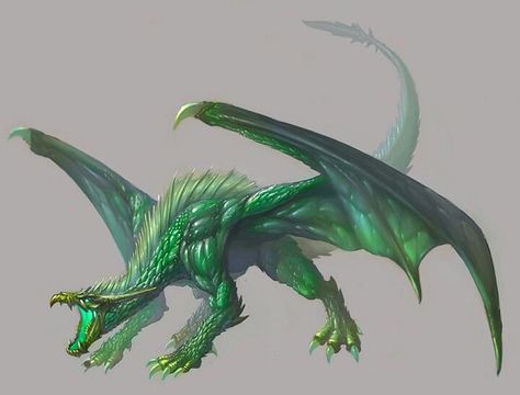 Green dragon Emerald Dragon, Dragon Tales, D D Monsters, Dragon Images, Cool Dragons, Monster Characters, Beautiful Dragon, Dragon 2, Dragon Pictures