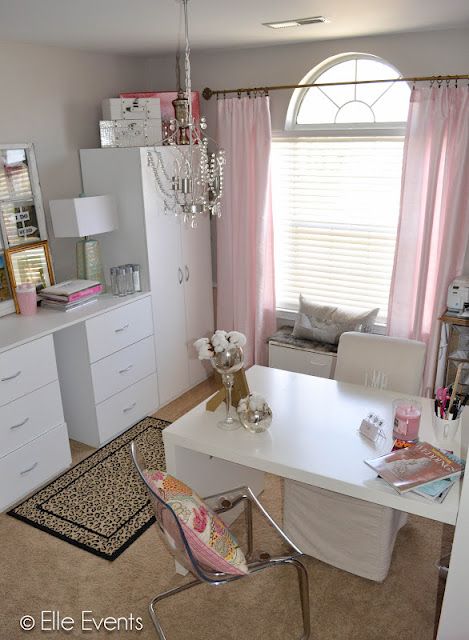 My office #pink Girly Office, White Desk, Home Office Ideas, Craft Room Office, Home Offices, Xmas Decor, Home Office Space, Home Office Organization, Office Room