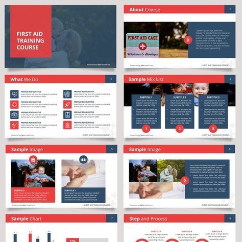 Slide template for first aid training course | PowerPoint template contest | 99designs Elearning Design Inspiration, Instructional Design Templates, Storyline Ideas, Learning Template, First Aid Training, Elearning Design, Ppt Template Design, Training Design, Powerpoint Slide Designs