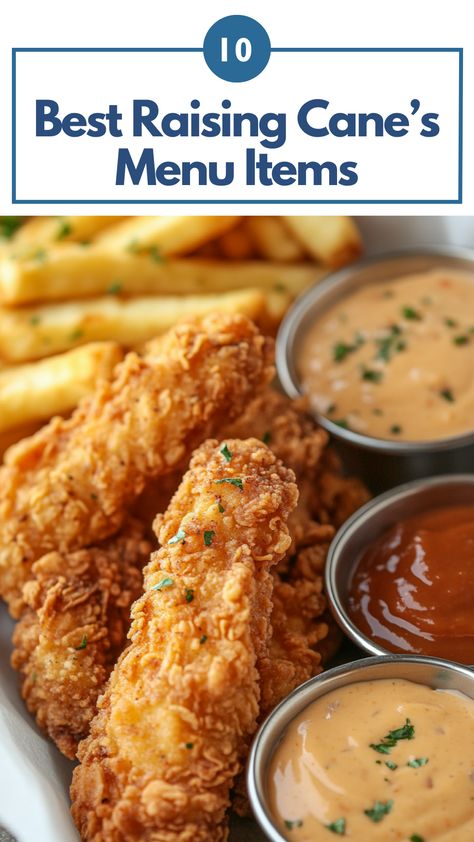 Close-up of Raising Cane's crispy chicken fingers and signature dipping sauces, highlighting the best menu items for a tasty meal. Crispy Chicken Fingers, Crinkle Cut Fries, Raising Canes, Southern Fried Chicken, Chicken Fingers, Favorite Chicken, Quick Bite, Breaded Chicken, Food Places