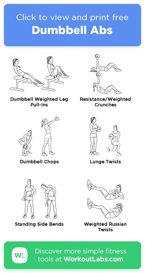 Free workout: Dumbbell Abs – 1-min exercise routine. Try it now or download as a printable PDF! Browse more training plans and create your own exercise programs with #WorkoutLabsFit · #Workout Abs Workout At Home With Weights, Abs Workout Weights Gym, Tummy Dumbell Workout, Abs Weight Training, Printable Abs Workout, Dumbbell Waist Workout, Abs Exercises With Weights, Gym Equipment Ab Workout, Dumbbell Workout For Stomach