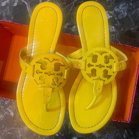 {Tory Burch} Yellow Miller sandals 7 Yellow Tory Burch Sandals, Tori Burch Sandals, Tony Burch, Tori Burch, Tory Burch Sandals, Swag Shoes, Tory Burch Shoes, Tory Burch, Size 7