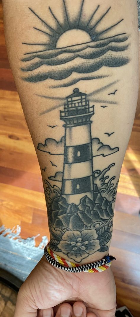 Destination Tattoo, Lakes Tattoo, Great Lakes Tattoo, Traditional Compass Tattoo, Lighthouse Tattoo Meaning, Traditional Lighthouse Tattoo, Lighthouse Tattoos, Lake Tattoo, Vintage Tattoo Art