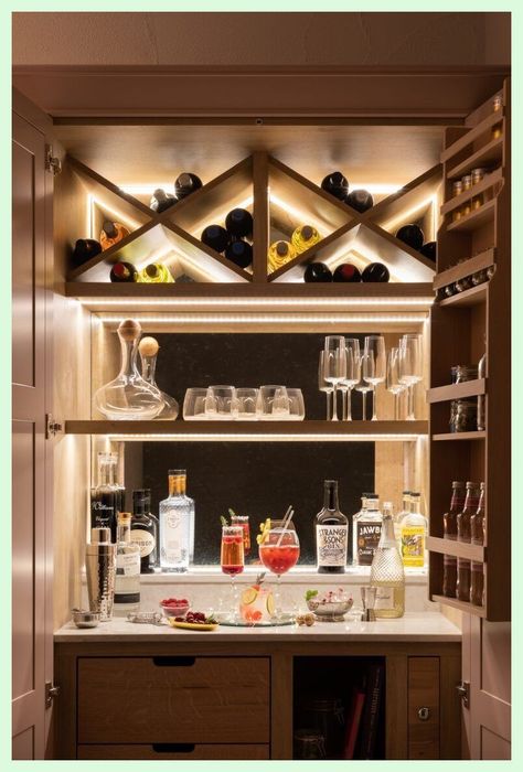 [PaidLink] Introducing The 1909 Gin Cabinet The Perfect Home Bar 1909 The Journal #homebarcabinet Gin Cabinet, Home Bar Areas, Home Bar Cabinet, Home Bar Rooms, Home Cocktail Bar, Gin Bar, Built In Bar, Cocktail Cabinet, Whiskey Bar