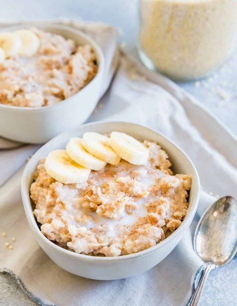 Millet porridge is a creamy, gluten-free breakfast easily made in the slow cooker overnight and ready when you wake up. With hints of cinnamon and vanilla it's the perfect base to top with your favorite fresh fruit, nuts and seeds for a hearty start to the day. Millet Breakfast, Millet Porridge, How To Cook Polenta, Millet Recipes, Gluten Free Breakfast, Homemade Almond Milk, Oatmeal Bowls, Photo Food, Gluten Free Grains