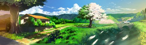 #anime #landscape #nature #peace #peaceful #4K #wallpaper #hdwallpaper #desktop Dual Screen Wallpaper 3840x1080, Dual Monitor Backgrounds, Monitor Background, Green Header, Dual Screen Wallpaper, Dual Monitor Wallpaper, Background Landscape, 2k Wallpaper, Dual Screen