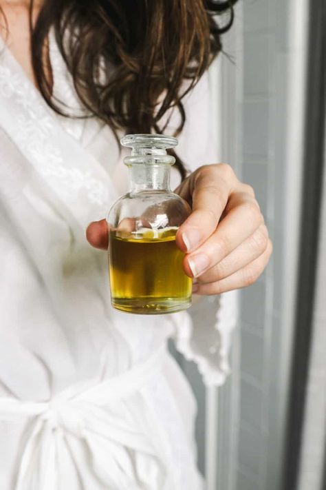 DIY Healthy Hair Scalp Oil Recipe - plus learn how to give yourself a head massage to soothe your scalp and stimulate hair growth.