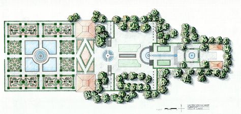 Villa Lante al Gianicolo - Landscape plan by Walter Nieuwlandt - https://walternieuwlandtla.wordpress.com/classes/land-230/assignments-2/121115-final-project-villa-lante/ Landscape Architecture Graphics, Landscape Architecture Plan, Urban Design Plan, Architecture Concept Diagram, Italian Landscape, Modern Landscape Design, Architecture Graphics, Garden Design Plans, Landscape Design Plans