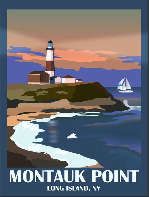 Long Island Poster, Port Washington New York, Lighthouse Poster, Police Art, Montauk Lighthouse, Island Poster, Montauk Ny, New York Poster, Long Island New York