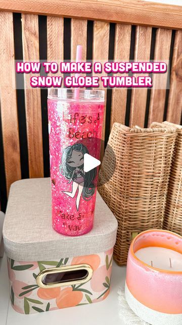 Snow Globe Tumbler Mixture, Snow Globe Cups, Cricut Cups, Craft Cricut, Make Snow, Snow Globe Tumbler, Pink Tumbler, Diy Snow Globe, Barbie Inspired