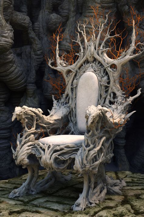 Throne Ideas, Throne Poses, Throne Fantasy Art, Plant Throne, Throne Concept Art, King Throne, Greek Throne, Throne Art, Nature Throne