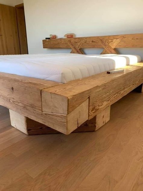 Rustic Bedroom Furniture, Gold Bed, Bed Frame Design, Wooden Bed Design, Bed Design Modern, Diy Sofa Table, Rustic Bedding, Diy Furniture Easy, Tables Diy