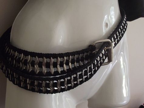 Biker Chic- Womens Crochet Pop Tab belt. $30.00, via Etsy. Jinx Aesthetic, Pop Top Crafts, Soda Tab Crafts, Pop Can Tabs, Can Tab Crafts, Pop Tab Crafts, Soda Tab, Soda Tabs, Can Tabs