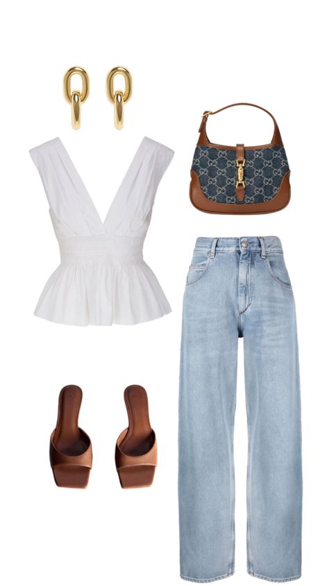 Pinterest girl, Pinterest outfits, outfit inspo, outfit ideas, summer outfits, fall transition outfits, summer fashion, fall fashion, leather jacket outfits, vacation outfits, neutral outfits, Pinterest aesthetic, jeans, neutral style Going Out Outfits Modest, Casual Mexico Outfit Ideas, Simple Brunch Outfits, Brunch Outfit Ideas Summer, Kayla Aesthetic, Day Dinner Outfit, Cute Brunch Outfits, Trending Spring Outfits, Realtor Outfits