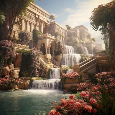 Greek Kingdom Aesthetic, Greek Palace Concept Art, Ancient Greek Castle, Tropical Kingdom, Island Palace, Greek Castle, Mythical Island, Greek Kingdom, Castle Exterior