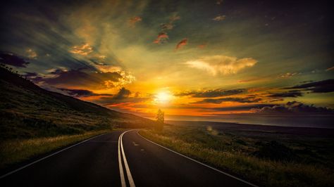 road, 5k, 4k wallpaper, 8k, clouds, sunset (horizontal) 4k Wallpaper 3840x2160, Sunset Road, Desktop Wallpapers Backgrounds, Sunset Nature, Beautiful Pics, Sunset Wallpaper, Nature Backgrounds, Nature Images, Backgrounds Desktop