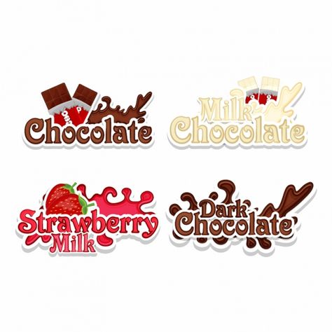 Set of chocolate labels Premium Vector Chocolate Logos Ideas, Chocolate Logo Design Ideas, Chocolate Label, Ice Cream Logo, Chocolate Quotes, Happy Birthday Theme, Menu Illustration, Chocolate Logo, Chocolate Labels