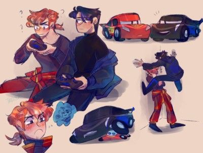 Lightning McQueen x Jackson Storm human. Pixar Cars Humanized, Cars As Humans, Cars Cartoon Disney, Cars Fanart, Mc Queen Cars, Disney Characters As Humans, Humanized Disney, Cars Disney Pixar, Flash Mcqueen