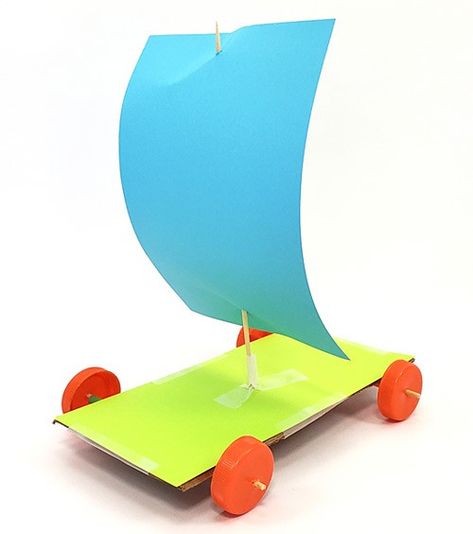 Build a Wind-Powered Car | STEM Activity Wind Powered Car Stem Project, Wind Powered Car, Wind Activities For Preschool, Wind Car, Balloon Car, Cool Science Fair Projects, Stem Activities Preschool, Tongue Depressors, Fun Stem Activities