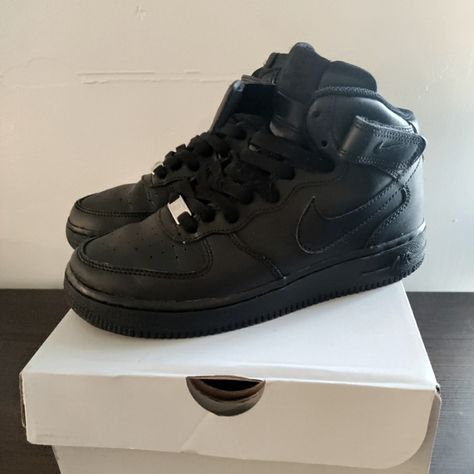 Black Nike Air Force 1 Mid Airforce 1 Mid, Mid Air Force 1, Af1 High Tops, Nike Air Force High, Black Nike Air Force 1, Black Nike Air Force, Af1 Mid, High Air Force 1, Basket Nike