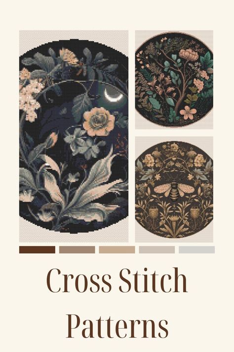 Hozier Embroidery, Pagan Sewing Projects, Dark Embroidery Patterns, Gothic Cross Stitch Patterns, Moody Cross Stitch, Dark Academia Cross Stitch, Gothic Cross Stitch Patterns Free, Goth Embroidery Patterns Free, Gothic Embroidery