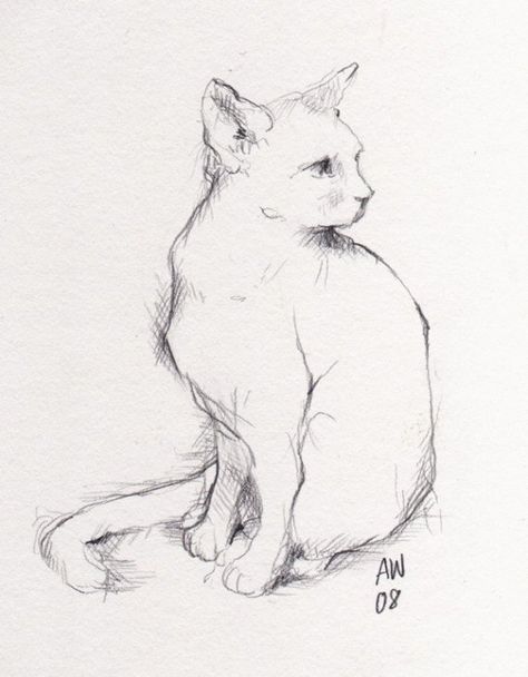 Sitting Cat Sketch, Cat Drawing Sitting, Sitting Cat Drawing, Cat Sitting Drawing, Cat Sitting Down, Back Drawing, Cat Run, Cat Illustrations, Animal Drawings Sketches