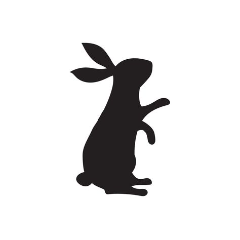 bunny a silhueta de vetor isolada de coelho. ilustração de animal de estimação. Rabbit Black And White, Rabbit Sillouhette, Standing Bunny Silhouette, Bunny Vector Illustrations, Bunny Vector, Design