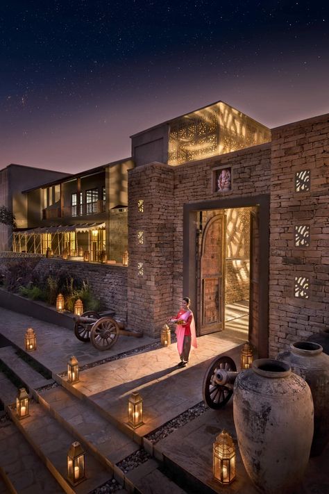 The 18 kothis of Aramness Gir were designed by Nick Plewman, the man behind some of the most innovative safari lodges in Africa Gir National Park, Garden Escape, Luxury Safari Lodge, Luxury Safari, Luxury Lodge, Farm Kitchen, Safari Lodge, Luxury Retreats, Courtyard House