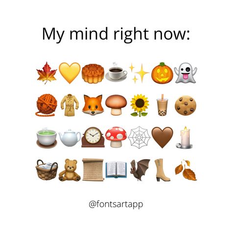 Same? 🍂✨🧸 #emoji #emojis #emojicombos #autumn #fall #texting #chatting #textingmemes Fall Emojis, Fonts Art, Cute Bios, Emoji Combos, Create Font, Art App, Art Apps, Stylish Fonts, Font Art