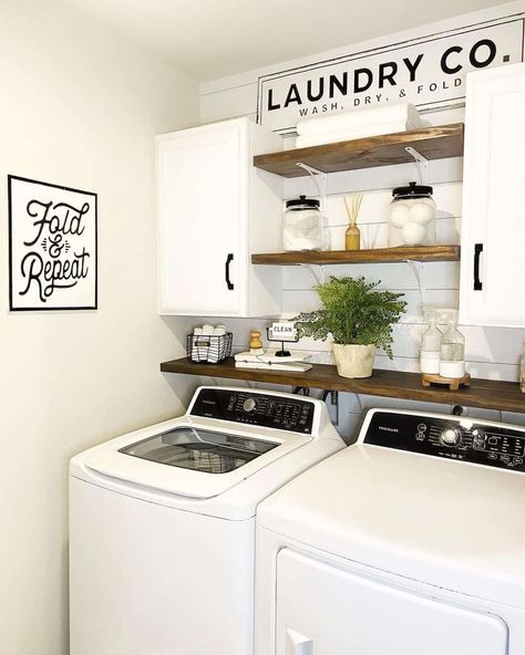 27 Laundry Room Shelving Ideas for an Organized Space Laundy Room, Laundry Room Update, Small Laundry Room Makeover, Laundry Room Ideas Small Space, Tiny Laundry Rooms, Laundry Room Wall Decor, Dream Laundry Room, Laundry Room Closet, Laundry Room Layouts